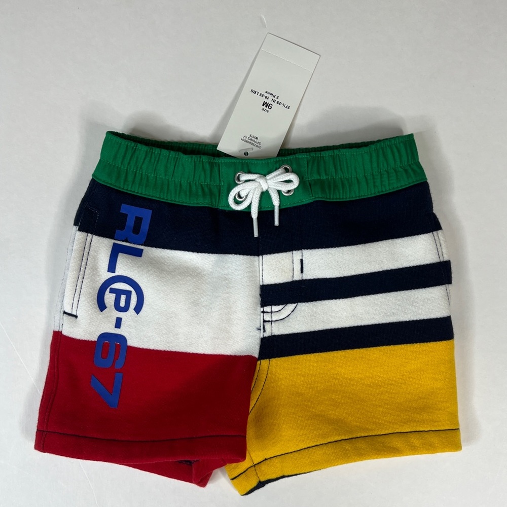Ralph Lauren Fleece Shorts Color Block with Logo 9m